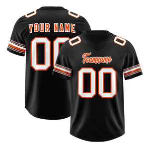 Custom Black White Retro Personalized Sleeve Line Authentic Football Jersey