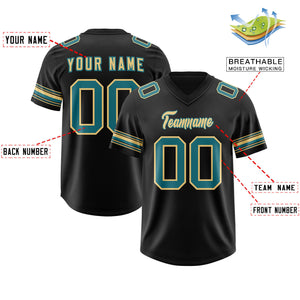 Custom Black Aqua Retro Personalized Sleeve Line Authentic Football Jersey