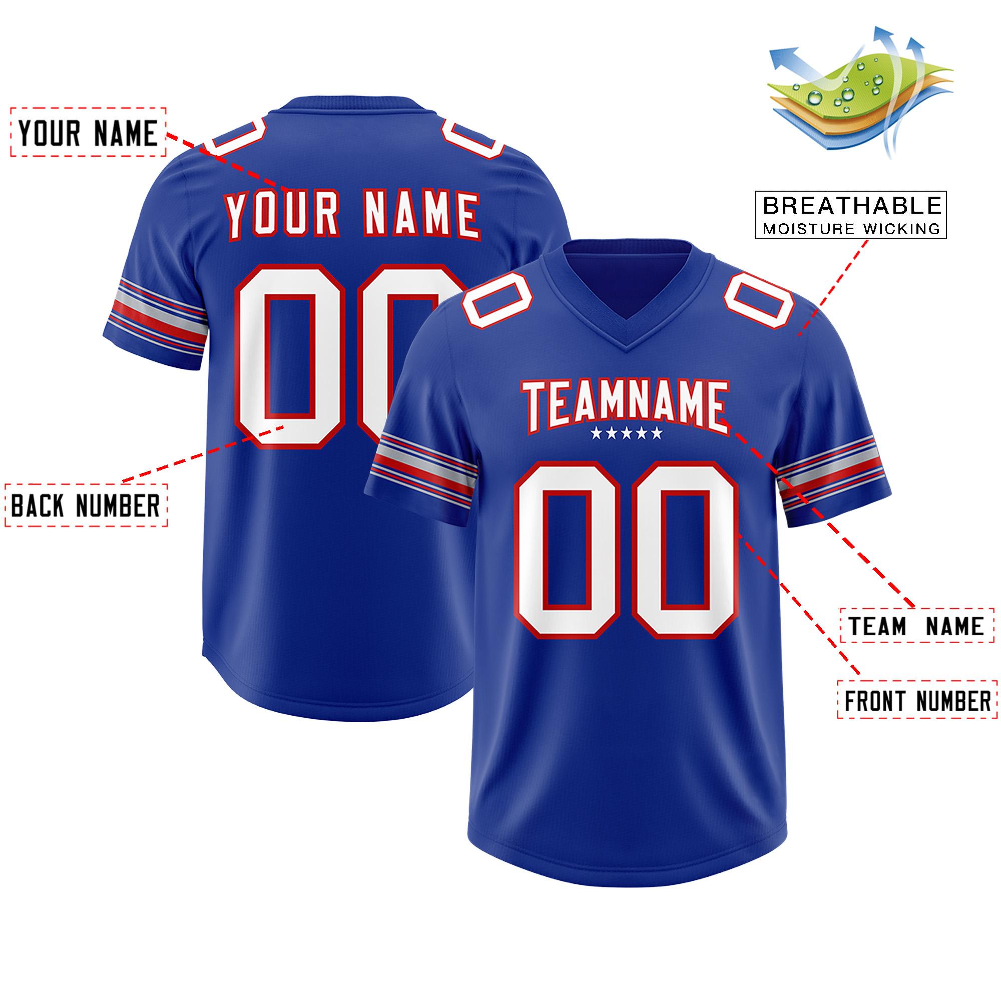 Custom Royal White Retro Personalized Sleeve Line Authentic Football Jersey