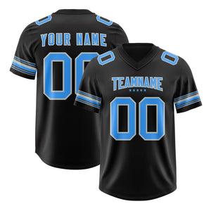 Custom Black Powder Blue Retro Personalized Sleeve Line Authentic Football Jersey