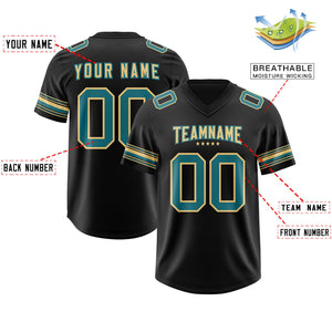 Custom Black Aqua Retro Personalized Sleeve Line Authentic Football Jersey