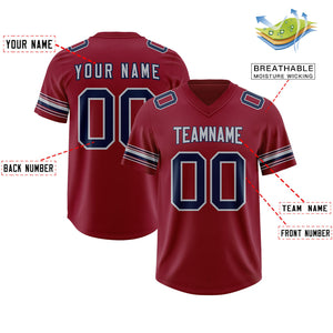 Custom Red Navy Retro Personalized Sleeve Line Authentic Football Jersey