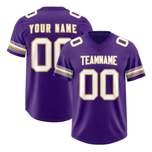 Custom Purple White Retro Personalized Sleeve Line Authentic Football Jersey