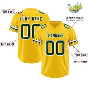 Custom Gold Green Retro Personalized Sleeve Line Authentic Football Jersey