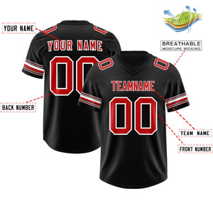 Custom Black Red Retro Personalized Sleeve Line Authentic Football Jersey