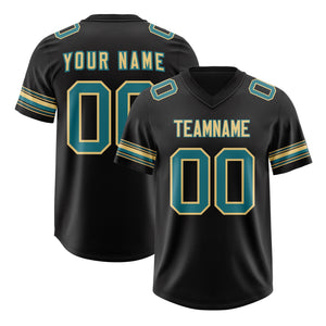 Custom Black Aqua Retro Personalized Sleeve Line Authentic Football Jersey