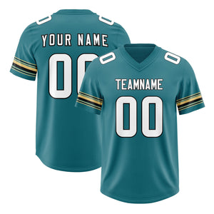 Custom Aqua White Retro Personalized Sleeve Line Authentic Football Jersey