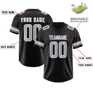 Custom Black Silver Retro Personalized Sleeve Line Authentic Football Jersey