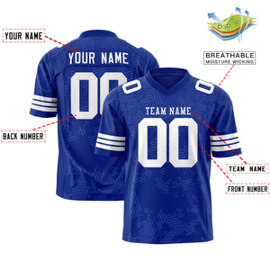 Custom Royal White Personalized Graffiti Line Design Authentic Football Jersey