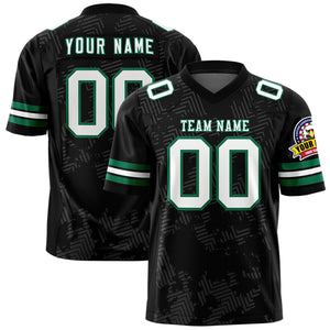 Custom Black White-Kelly Green Personalized Graffiti Line Design Authentic Football Jersey