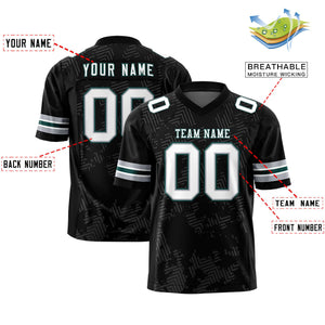 Custom Black White-Green Personalized Graffiti Line Design Authentic Football Jersey