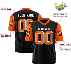 Custom Black Orange Personalized Raglan Sleeves Design Authentic Football Jersey