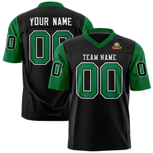 Custom Black Kelly Green Personalized Raglan Sleeves Design Authentic Football Jersey