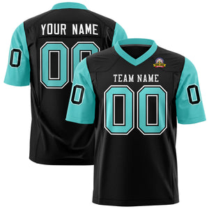 Custom Black Bright Green Personalized Raglan Sleeves Design Authentic Football Jersey