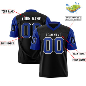 Custom Black Royal Personalized Raglan Sleeves Design Authentic Football Jersey