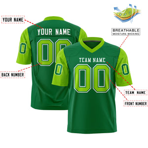 Custom Kelly Green Neon Green Personalized Raglan Sleeves Design Authentic Football Jersey