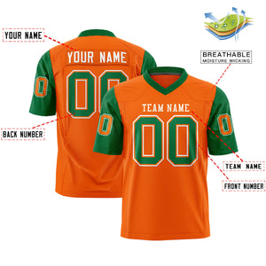 Custom Orange Kelly Green Personalized Raglan Sleeves Design Authentic Football Jersey