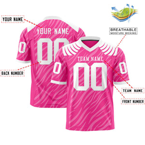 Custom Pink White Personalized Tiger Stripe Graffiti Pattern Authentic Football Jersey