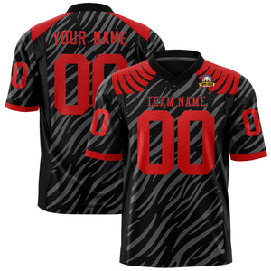 Custom Black Gray Personalized Tiger Stripe Graffiti Pattern Authentic Football Jersey