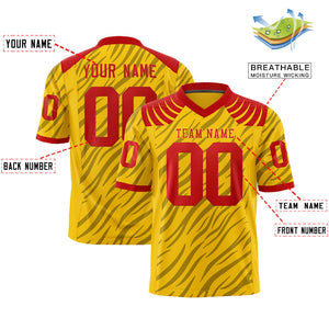 Custom Gold Black Personalized Tiger Stripe Graffiti Pattern Authentic Football Jersey