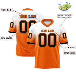 Custom White Orange Gradient Fashion Personalized Authentic Football Jersey