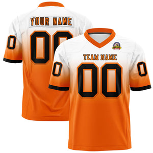 Custom White Orange Gradient Fashion Personalized Authentic Football Jersey