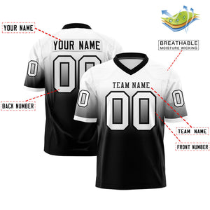 Custom White Black Gradient Fashion Personalized Authentic Football Jersey