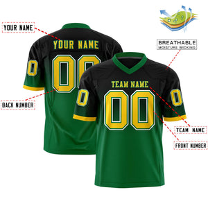 Custom Black Kelly Green Gradient Fashion Personalized Authentic Football Jersey