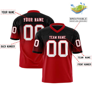 Custom Black Red Gradient Fashion Personalized Authentic Football Jersey