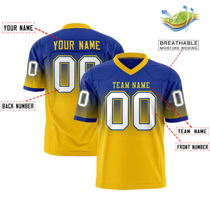 Custom Royal Gold Gradient Fashion Personalized Authentic Football Jersey