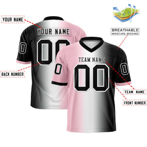 Custom Light Pink White-Black Personalized Gradient Fashion Authentic Football Jersey