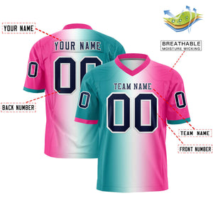 Custom Aqua White-Pink Personalized Gradient Fashion Authentic Football Jersey