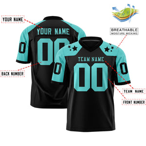 Custom Black Bright Green Personalized Shoulder Star Pattern Authentic Football Jersey