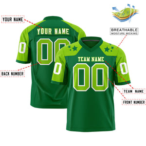 Custom Kelly Green Neon Green Personalized Shoulder Star Pattern Authentic Football Jersey