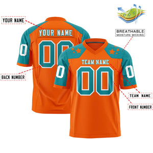 Custom Orange Aqua Personalized Shoulder Star Pattern Authentic Football Jersey