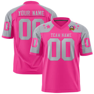 Custom Pink Gray Personalized Shoulder Star Pattern Authentic Football Jersey