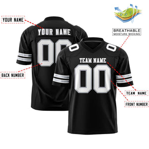 Custom Black White-Gray Personalized Classic Authentic Football Jersey