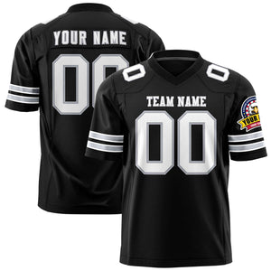 Custom Black White-Gray Personalized Classic Authentic Football Jersey