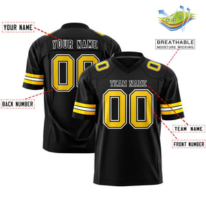 Custom Black Black-White Personalized Classic Authentic Football Jersey