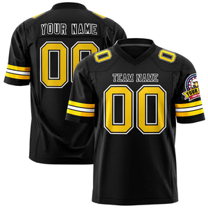 Custom Black Black-White Personalized Classic Authentic Football Jersey