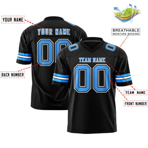 Custom Black Powder Blue-White Personalized Classic Authentic Football Jersey