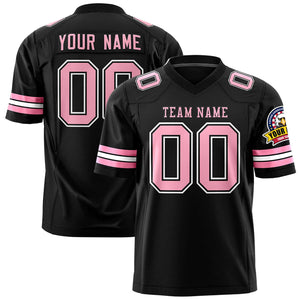 Custom Black Light Pink Personalized Classic Authentic Football Jersey