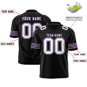 Custom Black White-Purple Personalized Classic Authentic Football Jersey