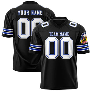 Custom Black White-Royal Personalized Classic Authentic Football Jersey