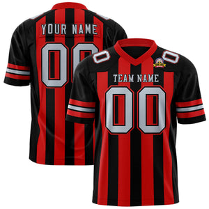 Custom Black Red Personalized Thick Stripe Design Authentic Football Jersey