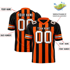 Custom Black Orange Personalized Thick Stripe Design Authentic Football Jersey