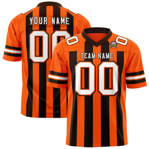 Custom Orange Black Personalized Thick Stripe Design Authentic Football Jersey