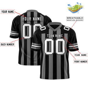 Custom Black Dark Gray Personalized Thick Stripe Design Authentic Football Jersey