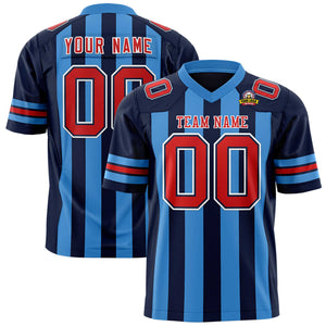 Custom Navy Powder Blue Personalized Thick Stripe Design Authentic Football Jersey