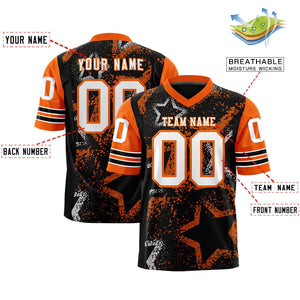 Custom Black Orange-White Personalized Star Pattern Design Authentic Football Jersey